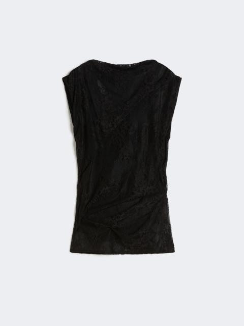 Two-tone lace top - BLACK