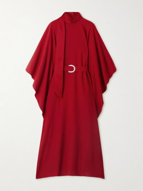 La Luna Crytal-embellished Belted Cady Gown