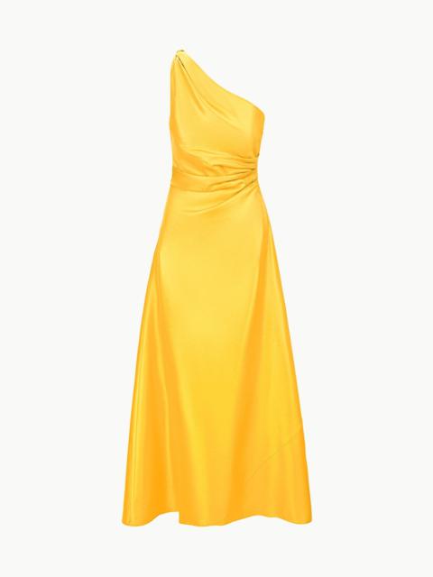 STAUD ESTE SILK DRESS SUNSET GOLD