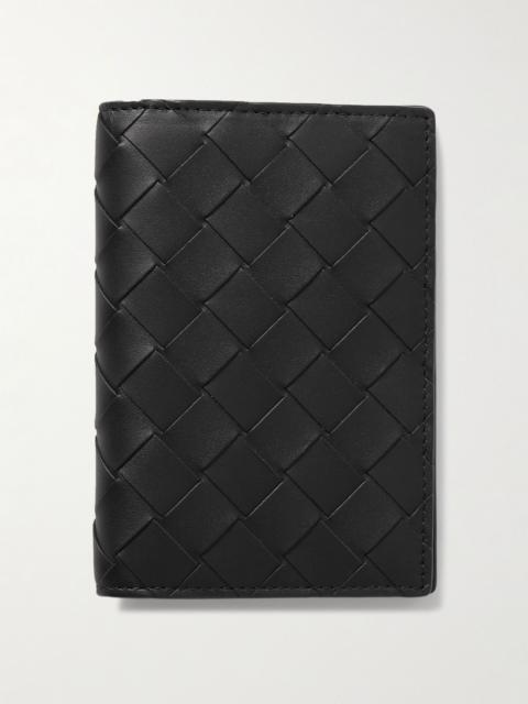 Intrecciato Leather Passport Holder Black