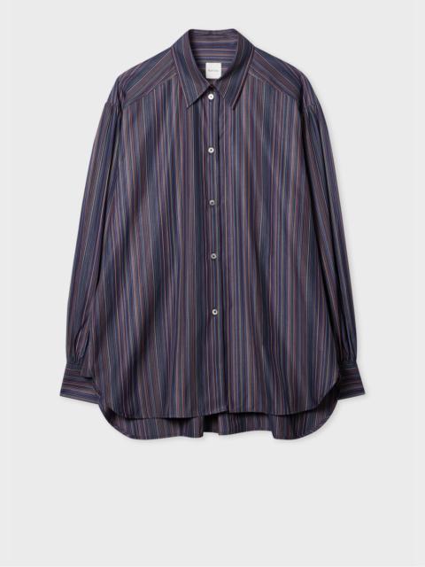 Women's Cotton Navy Blue Stripe Shirt