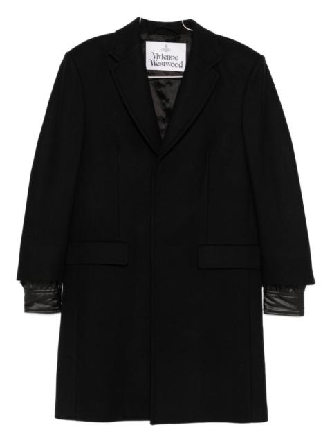 virgin wool blend single-breasted coat
