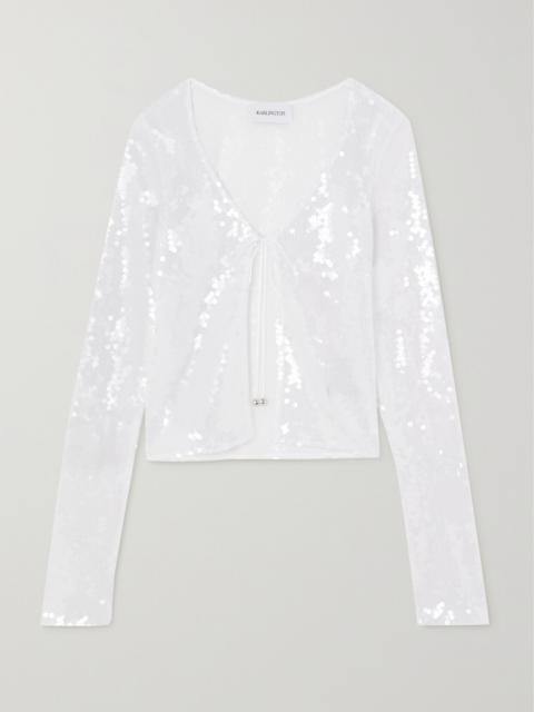Solaria Sequined Stretch-tulle Cardigan