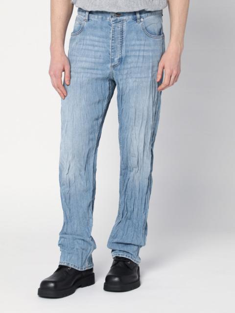 Light blue jeans with crinkled faded effect