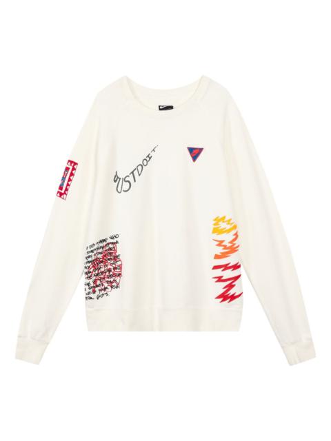 Nike Sportswear NSW Reflective Graffiti Printing Round Neck Pullover White CJ5056-133