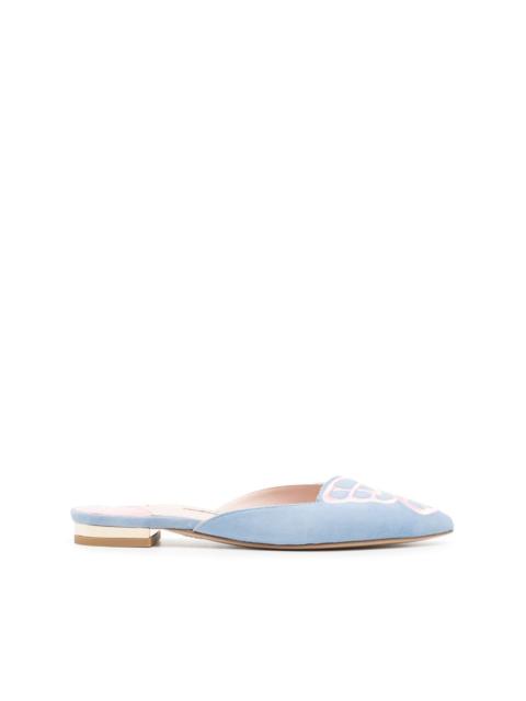 Butterfly suede mules