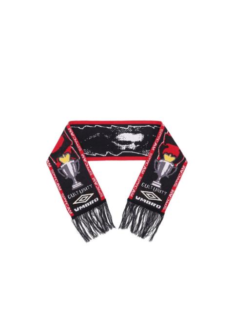 graphic-embroidered scarf