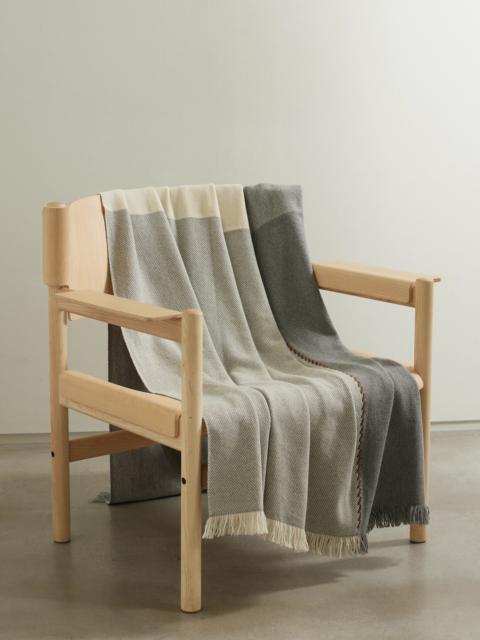 Gobi Suede-trimmed Fringed Color-block Cashmere Throw