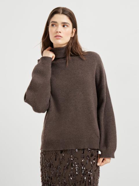 Cashmere turtleneck sweater with monili