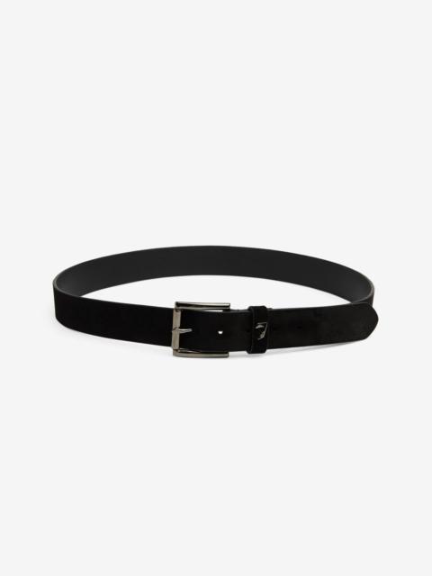 Classic Italian Suede Belt in Black