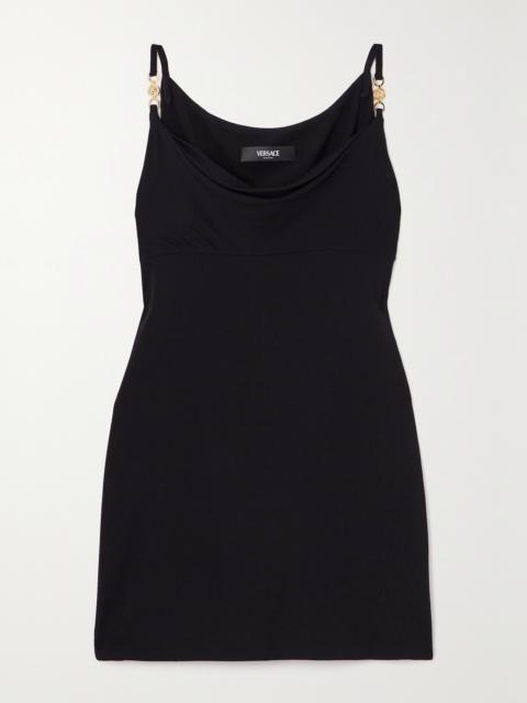 Icons Draped Crystal-embellished Jersey Mini Dress