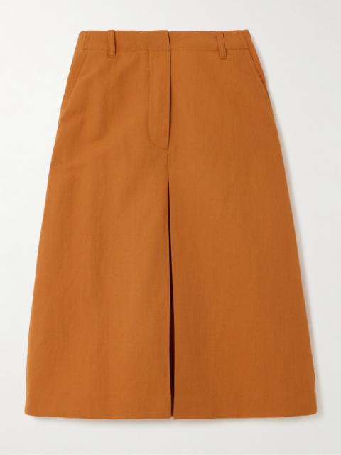 Pleated Wool-blend Twill Midi Skirt