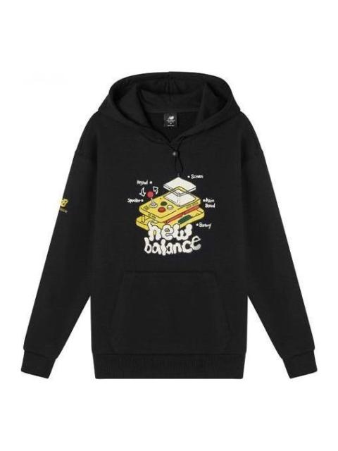 New Balance Graphic Print Hoodie 'Black White' AMT11336-BK