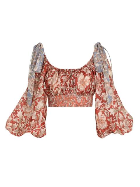 CHINTZ BILLOW SLEEVE CROP TOP