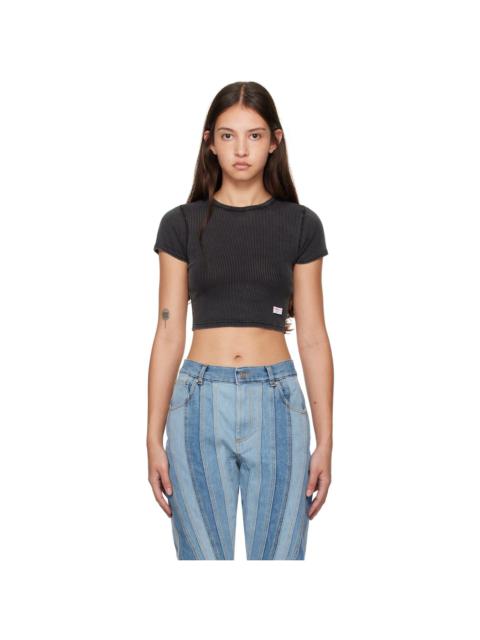 Black Cropped Short-Sleeve T-shirt