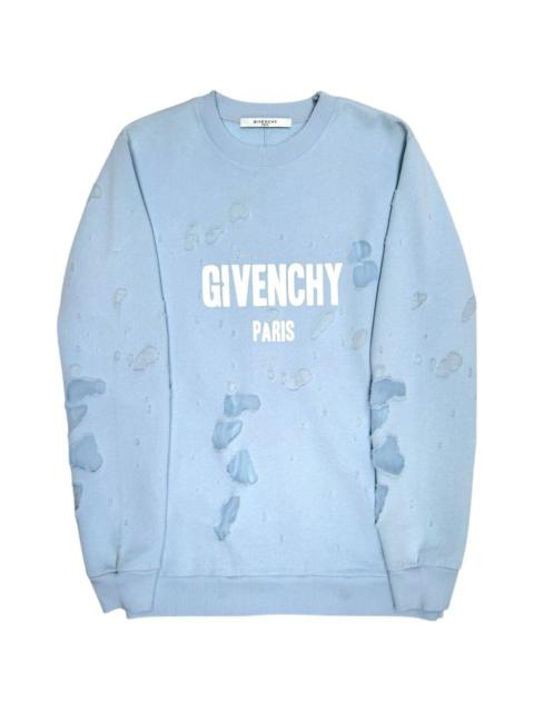 distressed logo crew-neck sweatshirt