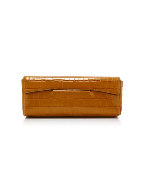 The Soft Croc-Embossed Leather T-Clutch brown