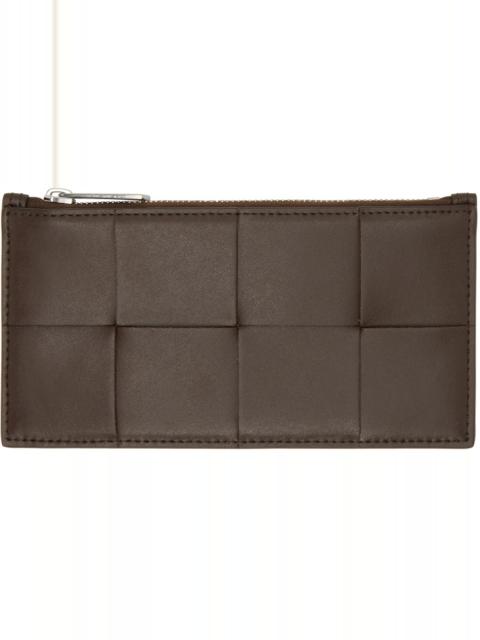 Brown Long Cassette Zippered Card Holder