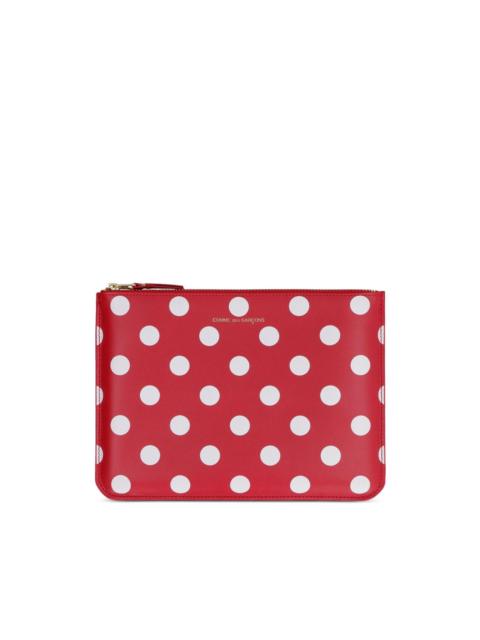 polka dot zipped clutch