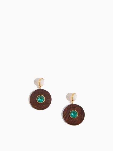 Taj Disc Earrings in Acacia Wood Multi