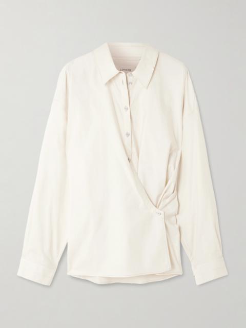 Twisted Cotton And Silk-blend Poplin Wrap Shirt