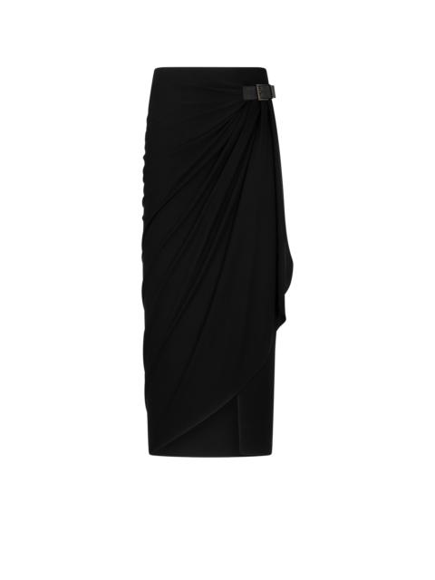 WRAP SKIRT WITH LEATHER DETAIL