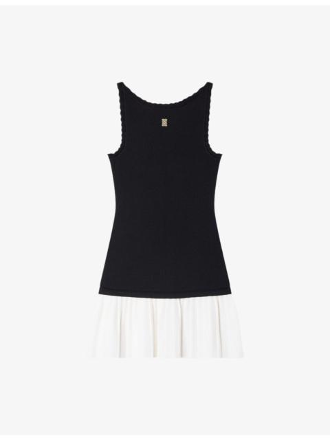 Two-Tone Sleeveless Woven Mini Dress