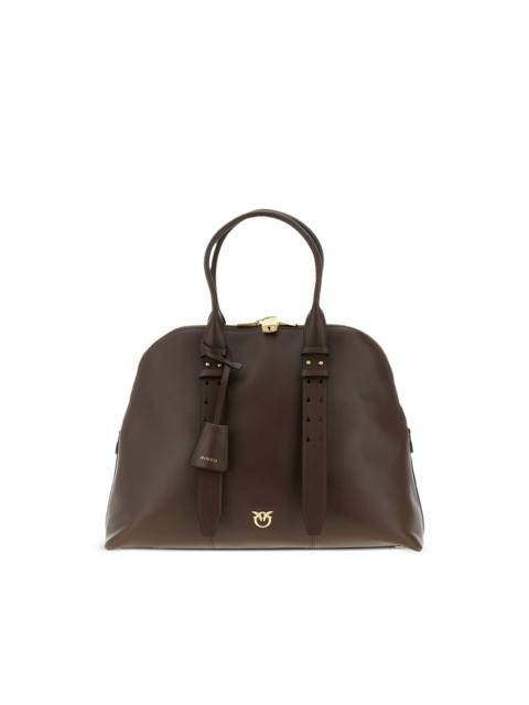 Escape love birds logo leather bowling maxi tote bag