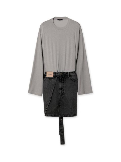 Denim Inserted LS Tshirt