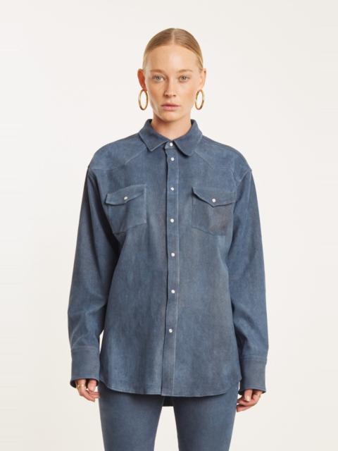 DENIM SUEDE WESTERN BUTTON DOWN