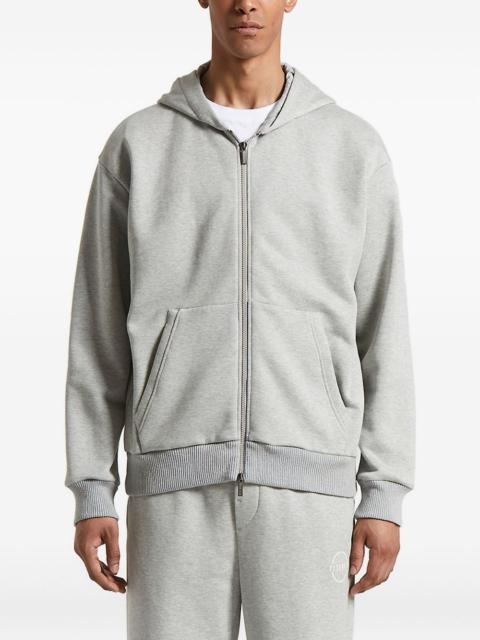 zip-up hooded sweatshirt