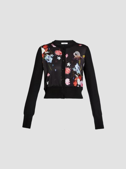 FLORAL PRINT PANEL CROPPED CARDIGAN