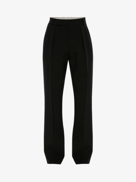 Men's Wool Pleat Trousers in Black