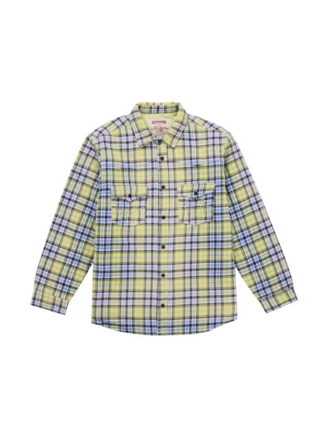 Supreme True Religion Quilted Lined Plaid Flannel Shirt Yellow