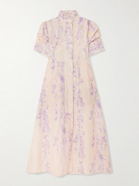 Venetia Ruffled Floral-print Cotton-poplin Midi Dress