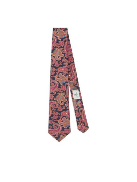 paisley motif silk tie