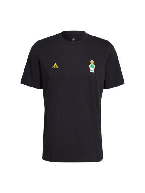 adidas Printing logo Round Neck Short Sleeve Black HG1400