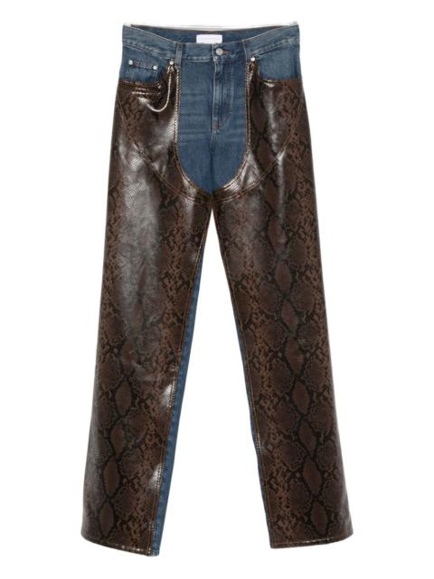 snakeskin-panel jeans