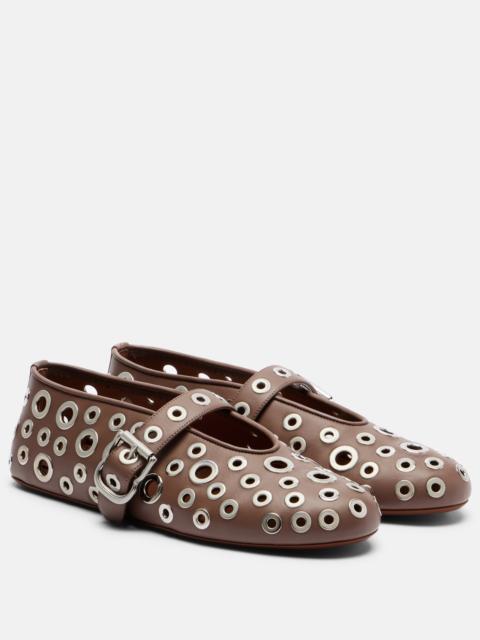 Embellished leather ballet flats
