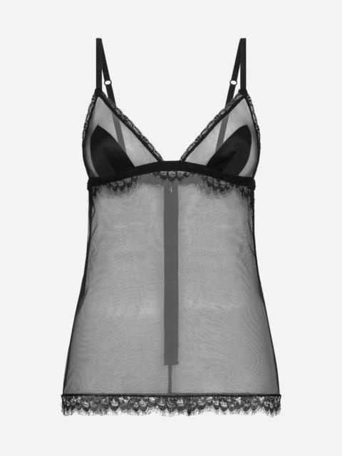 Lace and tulle camisole