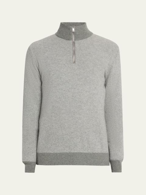 Men's Cashmere Birdseye Knit Half-Zip Sweater