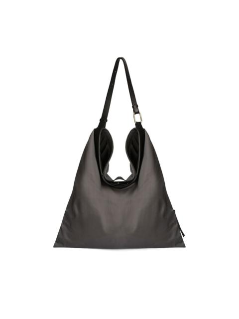 leather strap logo soft rolled bag