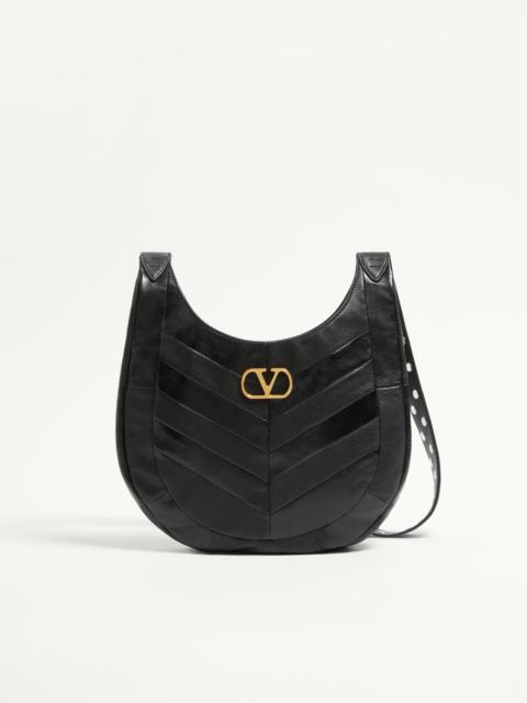 VALENTINO GARAVANI HOBOHO SMALL HOBO BAG IN CHEVRON-PATTERNED NAPPA LEATHER.