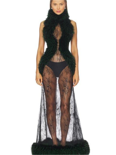 Valentina Lace Fur Gown
