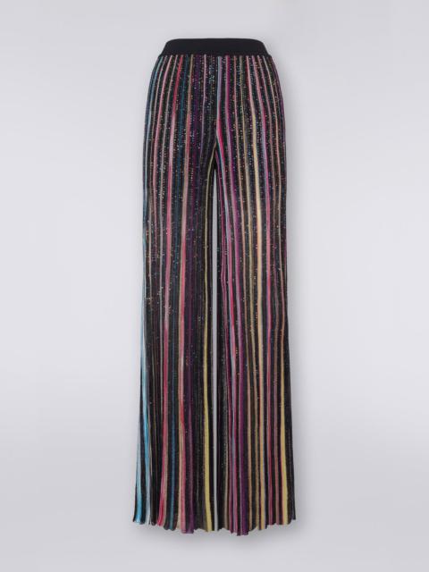 Striped palazzo trousers with sequins