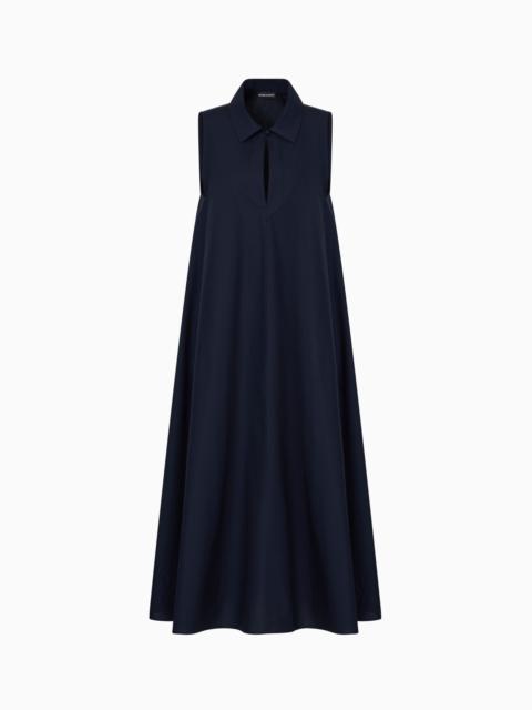 POPLIN FLARED LONG DRESS