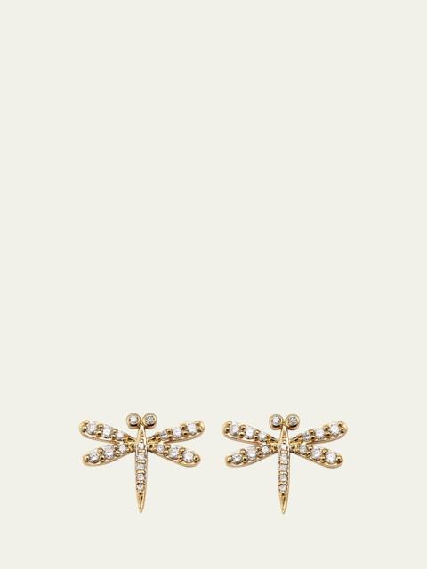 14K Diamond Dragonfly Stud Earring, Single