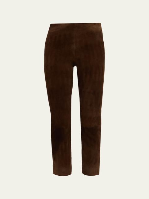 Suede Split-Hem Cropped Pant