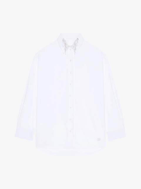OVERSIZED SHIRT IN COTTON WITH CRYSTALS AND PEARLS