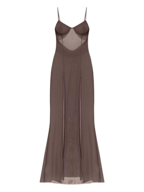 mesh slit maxi dress